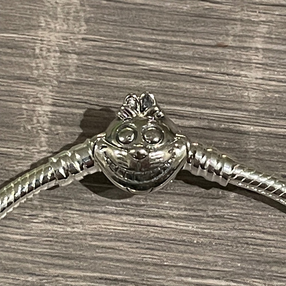 Pandora Style Sterling Silver Cheshire Cat Charm Bracelet 7.1”